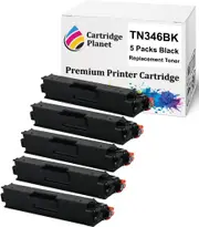 5-Pack Black Compatible Toner Cartridge for Brother TN-346BK TN346BK (4,000 Pages) for HLL8250CDN HLL8350CDW MFCL8600CDW MFCL8850CDW