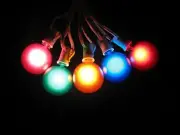 100 Foot Globe Patio String Lights -100 pcs G50 Assorted Satin Multi-colored