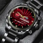 Canada 2025 Face/Off Hockey Watch – Black Steel Gift for International Hockey