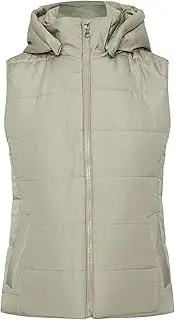 [KATIES] Womens - Vest - Winter - Green - Puffer/Gilet/Jacket - Sleeveless - Solid Khaki - Relaxed Fit - Length Long - Office Wear - Work Clothes