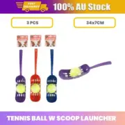 3 x Pet Tennis Ball W/ Launcher Scoop Thrower Grabber Fetch Dog Puppy Play Toys