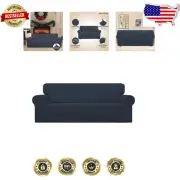 Dark Blue Stretch Oversized Sofa Slipcover - Elastic Fit & Machine Washable