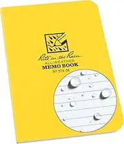 Rite in the Rain Weatherproof Soft Cover Notebook, 3.5" x 5", Yellow Cover, Universal Pattern (No. 374-M)