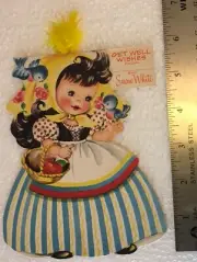1949 STORYLAND PAPER DOLL GET WELL CARD FROM SNOW WHITE UNUSED C11