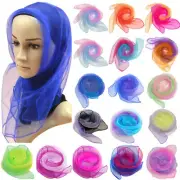 Women Silk Chiffon Square Scarf Hair Wrap Gradient Neckerchief Headband Jewelry