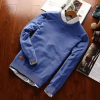 在飛比找ETMall東森購物網優惠-秋裝純棉修身圓領針織衫男士毛衣