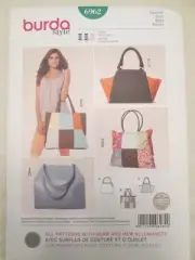 Burda 6962 Large Lined Bags Sewing Pattern Purses Totes Contrast Colors Carriers