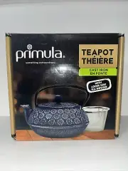 PRIMULA 34oz Blue Floral TEAPOT Cast Iron + Mesh tea Infuser Enamel New