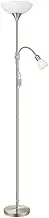Eglo Floor lamp Up 2, 2 lamp Floor Light Made of Metal, Glass and Plastic, Living Room lamp in Nickel matt, White, lamp with Switch, Ceiling floodlight with Reading lamp, E27, E14