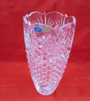 Bohemia Crystal 24% Lead Crystal Vase "Pineapple" Patteren-Czech Republic 10.5"
