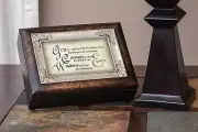 The Serenity Prayer Dark Wood Finish Jewelry Music Box Plays Tune Amazing Grace