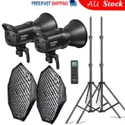 2X Godox SL60IID LED Video Continuous Light + 95cm Grid Softbox + Light Stand