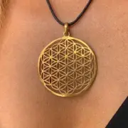 Flower Of Life Necklace XX Large Sacred Geometry Brass Pendant