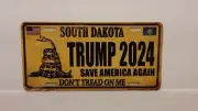 SOUTH DAKOTA DON'T TREAD ON ME TRUMP 2024 S.A.A. METAL AUTO TAG PLATE CUSTOM