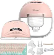Echueuey Wearable Portable Breast Pump,Electric Breast Pump Hands Free, LED Display S21,with10×Breastmilk Storage Bag,Flange Insert 21mm and 17mm, Pink ﻿