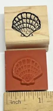 SCALLOP CLAM SEA SHELL seashell Ocean Sea Beach Stampin' Up! Wood RUBBER STAMP