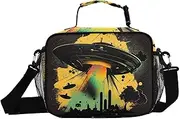 Spaceship City Insulated Lunch Box for Women Men - Ideal for Work, Picnics - Includes Adjustable Shoulder Strap