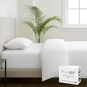 Pizuna Cotton Double Duvet Cover Set, 500 Thread Count 100% Combed Cotton Sateen Weave Bedding Duvet Cover Sets with Hidden Button Closure (Bright White Double Bed Quilt Cover Set)