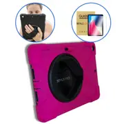 StylePro combo, iPad Pro 11" shockproof case with hand strap + screen protector, pink