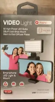 TZUMI Video Light & Phone Mount 50 LED Bulbs 2-Diffuser USB Rechargeable