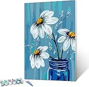 Ginkko Paint by Numbers for Adults Beginner & Kids Ages 8-12 with Wooden Frame Easy Acrylic on Canvas 9x12 inch with Paints and Brushes, vase Flower(Include Framed)