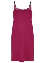 Hanro Michelle Lace-trimmed Cotton Slip Dress - Fuchsia S (UK10-12 / S)