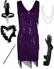 [PrettyGuide] Women's 1920s Vintage Sequin Full Fringed Deco Inspired Flapper Dress