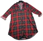 White Mark Tunic Blouse Womens Plus size 1X Red Plaid 2 Pockets Stretch New