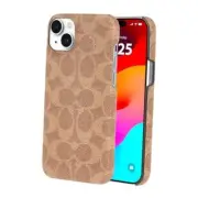 Signature Canvas Slim Wrap iPhone 15 Plus Case, Compatible with Wireless Tan