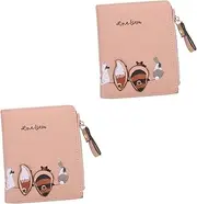 [SHERCHPRY] 2 Pcs Elegant Fox Wallet Compact Foldable Coin Purse Short Coin Pouch Change Pouch Pu Bag Stylish Wallet