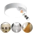 Battery Operated LED PIR Motion Sensor Light Home Ceiling Lamps w/ Remote White