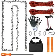 SENSILIN Rope Saw for Tree Limbs, 55 Inch Chain Saw with 70 Sharp Teeth & 46 Feet Ropes Kit, High Limb Pocket Chainsaw