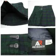 AAR Scottish Kilt Mens 46 Green Black Watch Tartan Highland Traditional Bagpipe