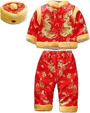 [Tadill] Boy Girl Tang Suit Chinese Baby Red Outfit Babys' Chinese Style suits for Moon Festival Traditional Event Chinese New Year, 86 to 96cm