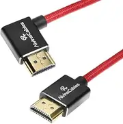 8K HDMI 2.1 Cable for Atomos Ninja V Monitor,for Sony FS5 FS7,BMPCC,for Canon C300 C500 Camera,8K@60Hz 4K@120Hz 48Gbps High-Speed Braided Coiled Cable Left Angle Red