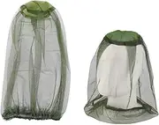 Head Net Mesh 2PCS Fishing Camping Mesh Face Protector Cap Mosquito Hat Full Covers Military Green, Military Green