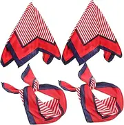 [TEMPNAP] 4Pcs Ladies Satin Scarves Versatile Neckerchiefs for Neck Hair Elegant Flight Attendant Accessory Stylish Striped Design with Edges Comfortable Easy Care