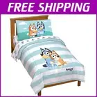 Super Soft Bluey & Bingo 4-Piece Toddler Bed Set - Includes Comforter & Sheets