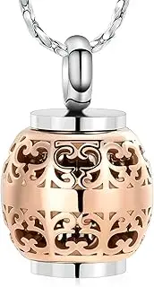 BIAIHQIE Hollow Urn Necklace with Small Urn Pendant Stainless Steel for Human/Pet Ashes Women Men Memorial Keepsake Customize-Rose Gold