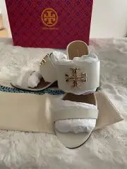 NIB Tory Burch Everly 65mm Sandal Wedge In New Ivory Size 8 Msrp $299