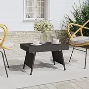 Foldable Side Table Black 60x40x38 cm Poly Rattan Outdoor Furniture Patio Decor