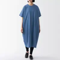 在飛比找博客來優惠-【MUJI 無印良品】女棉混涼感天竺洋裝 M 藍色