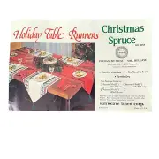 Vtg Sunweave Holiday Table Runner Christmas Spruce Tree White Green Tassel 17x70