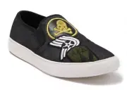 Steve Madden Men 10 Wasdin Patch Slip-On Sneakers Casual Black Denim Military