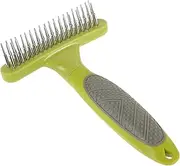 Pet Dual Row Undercoat Rake Brush for Dogs and Cats Hair Removal & Deshedding Comb for Cats and Dogs Green Pet Grooming Tool for Reducing Shedding and Matting