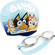 Bluey Kids Swim Goggles and Swim Cap Set Anti-Fog UV Protection