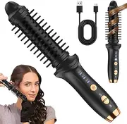 Curling Brush,Cordless Rechargeable Curling Iron Brush,Anti-Scald Heated Round Wand 4000mAh,for Short Hair and Long Hair,Up to 180°C,Heated Styling Straightener for Travel(Black)