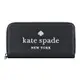 Kate Spade GLITTER金蔥LOGO荔枝紋牛皮12卡拉鏈長夾(黑)