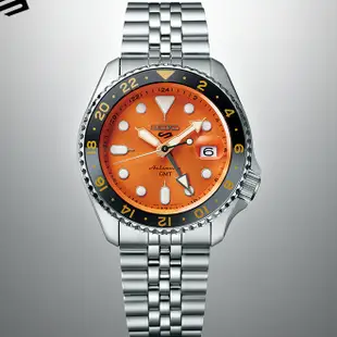 SEIKO精工 5 Sports系列 Lineup GMT兩地時間 機械腕錶-橘 4R34-00A0U/SSK005K1
