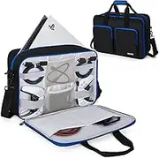 AKOZLIN Carrying Bag for PlayStation 5 /PS5/PS4/PS4 Pro/PS4 Slim/Xbox One XS Gaming Console Travel Carry Case with Pockets for Controller, Headset, Game Discs,Console Base and Accessories,Blue